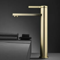 Brushed Gold Vessel Sink Faucet Tall Single Hole Brass Bathroom Tap