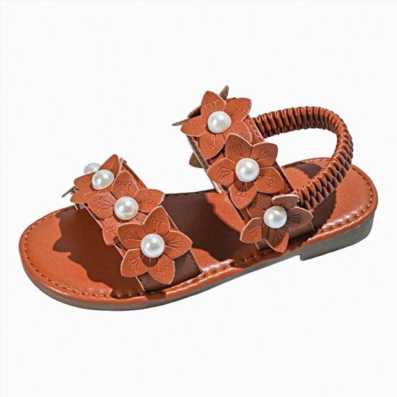 enyan Girls Summer Sandals Outdoor Beach Anti-Slip Rubber Soft Sole Newborn Toddler First Walker Shoes Toddler Summer Shoes Girl,Brown,Size 12