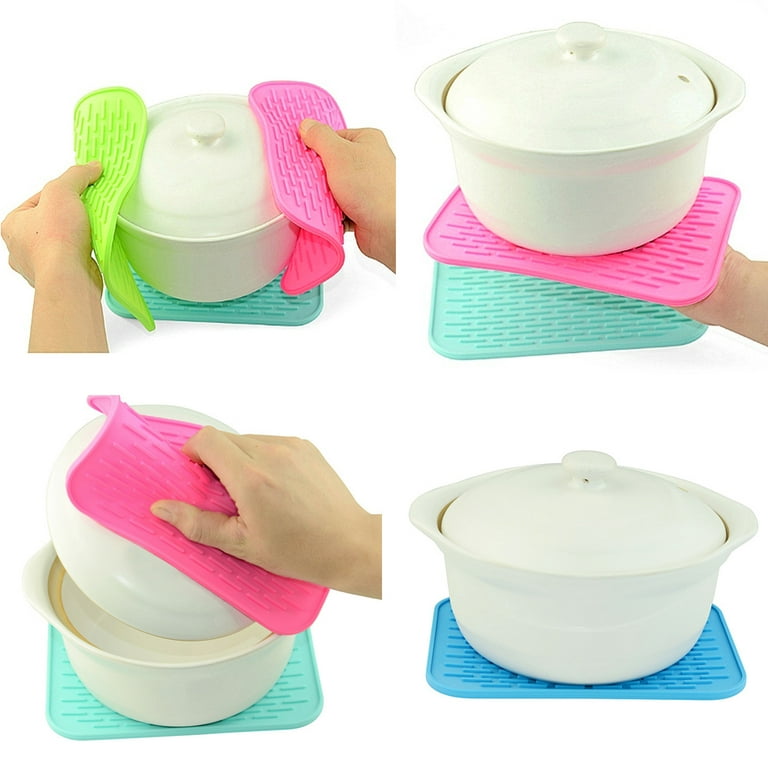 Kitchen Trivets 4 Pieces Non-slip Heat Resistant Silicone Mat Pan Hot Pan  Stand