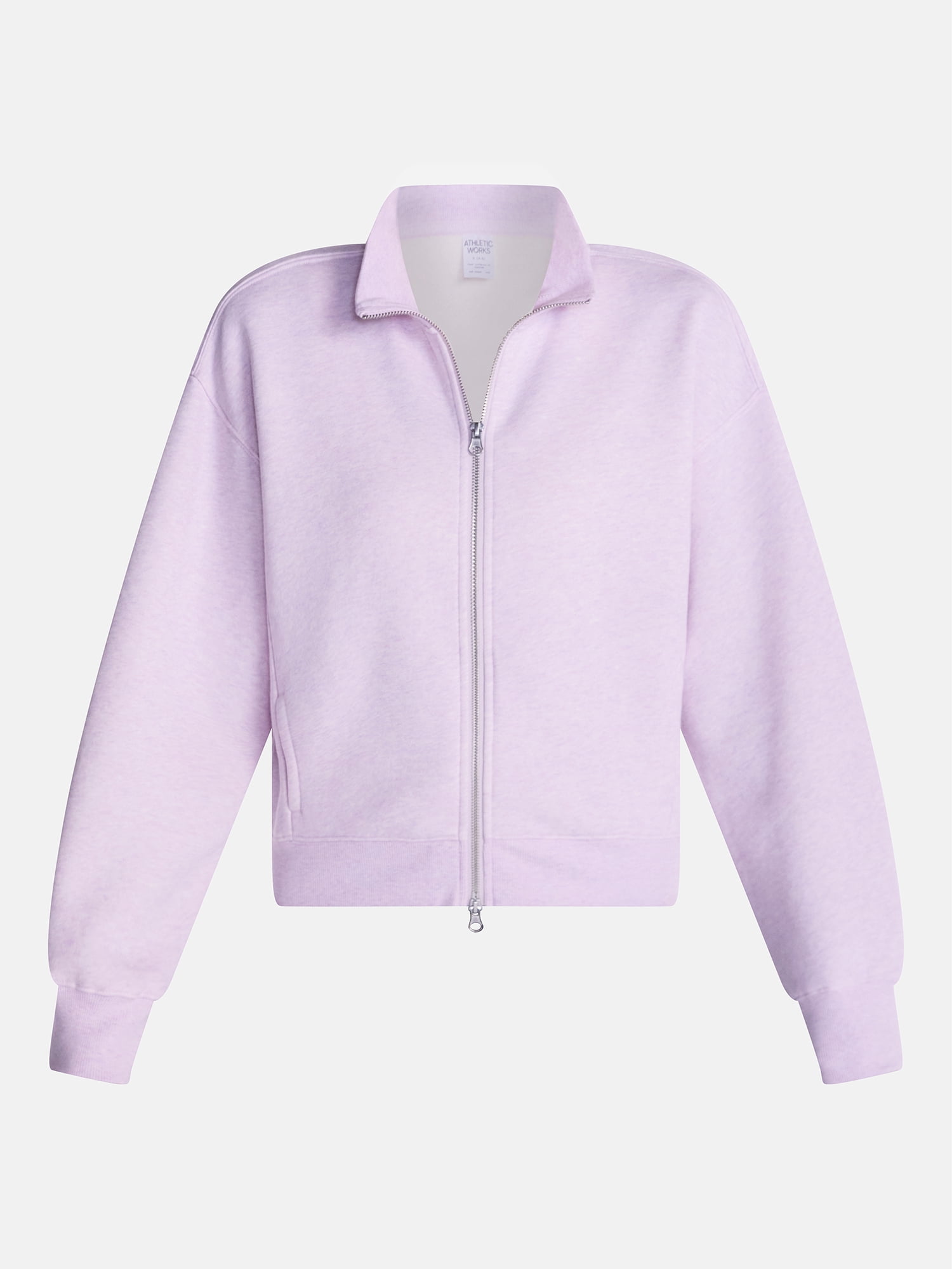 Athletic Works Women's Cropped Fleece Bomber Jacket with Long Sleeves, Sizes XS-XXL
