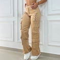 thumbnail image 2 of Levmjia Women's Cargo Pants High Waisted Utility Pants with Multiple Pockets Lace Up Side Casual Loose Fit Workwear Trousers, 2 of 8