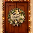 thumbnail image 6 of Yucurem Spring Summer Wreath for Front Door, 17.72" Magnolia Porch Hanging Decoration, Buffalo Plaid Year Round Wreath for Home Farmhouse Housewarming Gift, 6 of 7