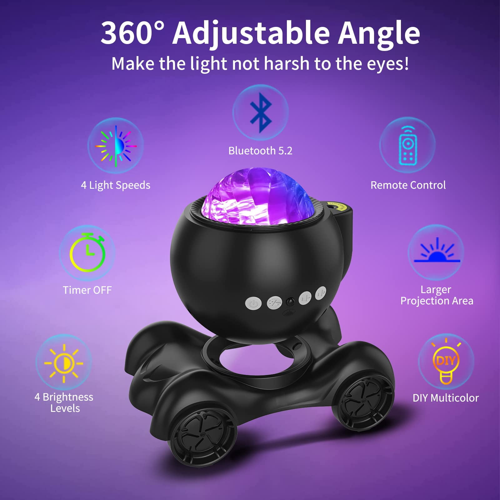 Aurora Projector, Galaxy Projector for Bedroom with Built-in Bluetooth Speaker, Night Light Projector for Kids Adult, Star Projector for Ceiling/Party/Gift
