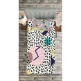 thumbnail image 3 of Ambesonne Vintage Quilted Bedspread Set 2 Pcs, Retro Geometric Shapes, Twin Size, Navy Yellow Pink, 3 of 3