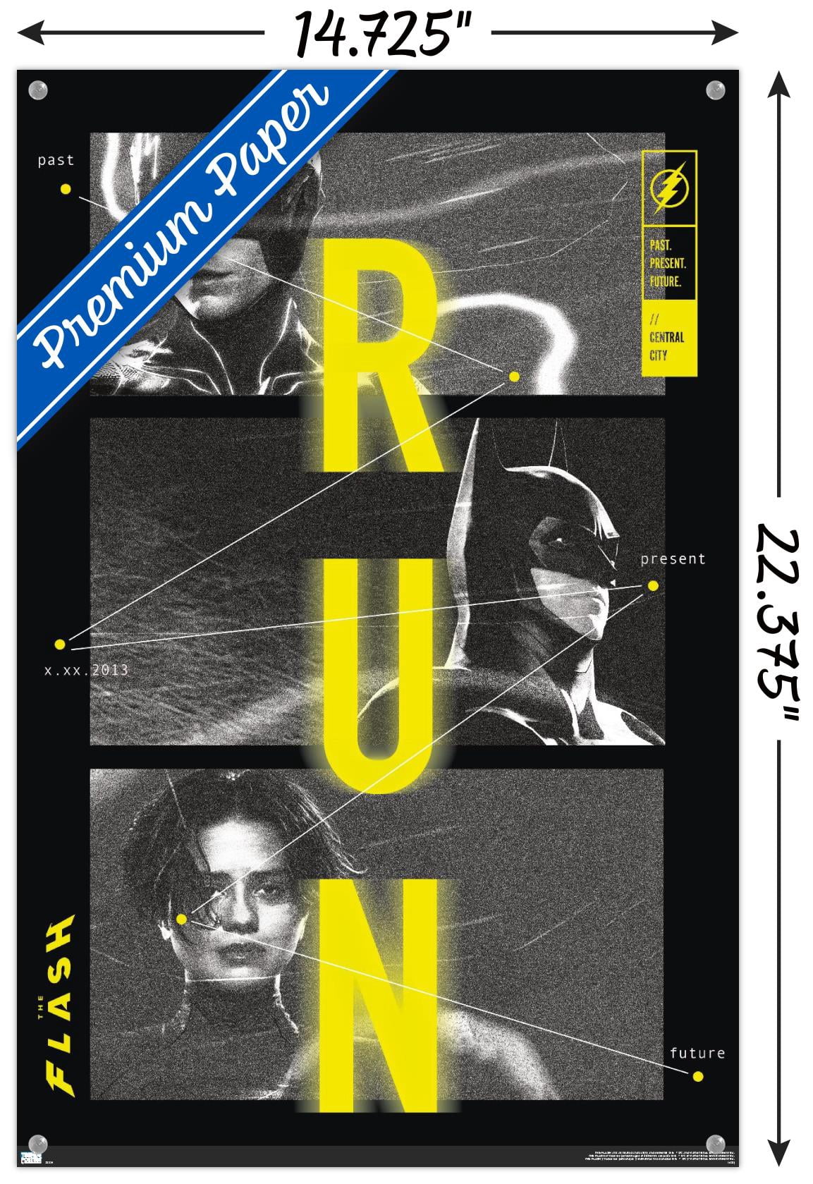 DC Comics Movie The Flash - Trio Wall Poster with Push Pins, 14.725" x 22.375"