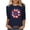 Navy, variant on ChaoHeng 3/4 Length Sleeve Womens Tops Summer Tops, Tees & Blouses July 4th Independence Day Print Round Neck Plus Size Loose Wine S
