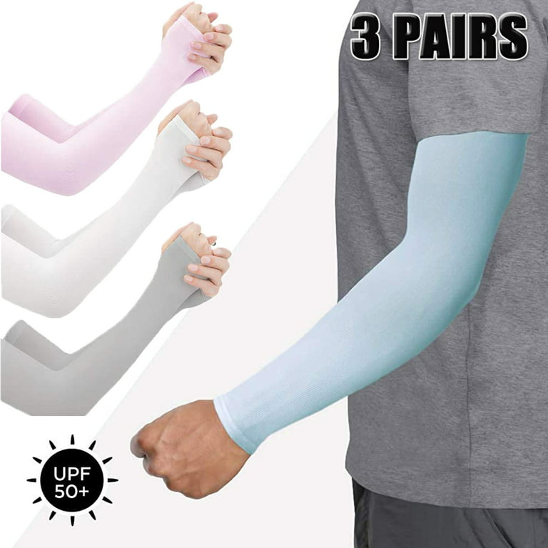 Visland 3 Pairs Men Women Arm Sleeves - UV Sun Protection Cooling