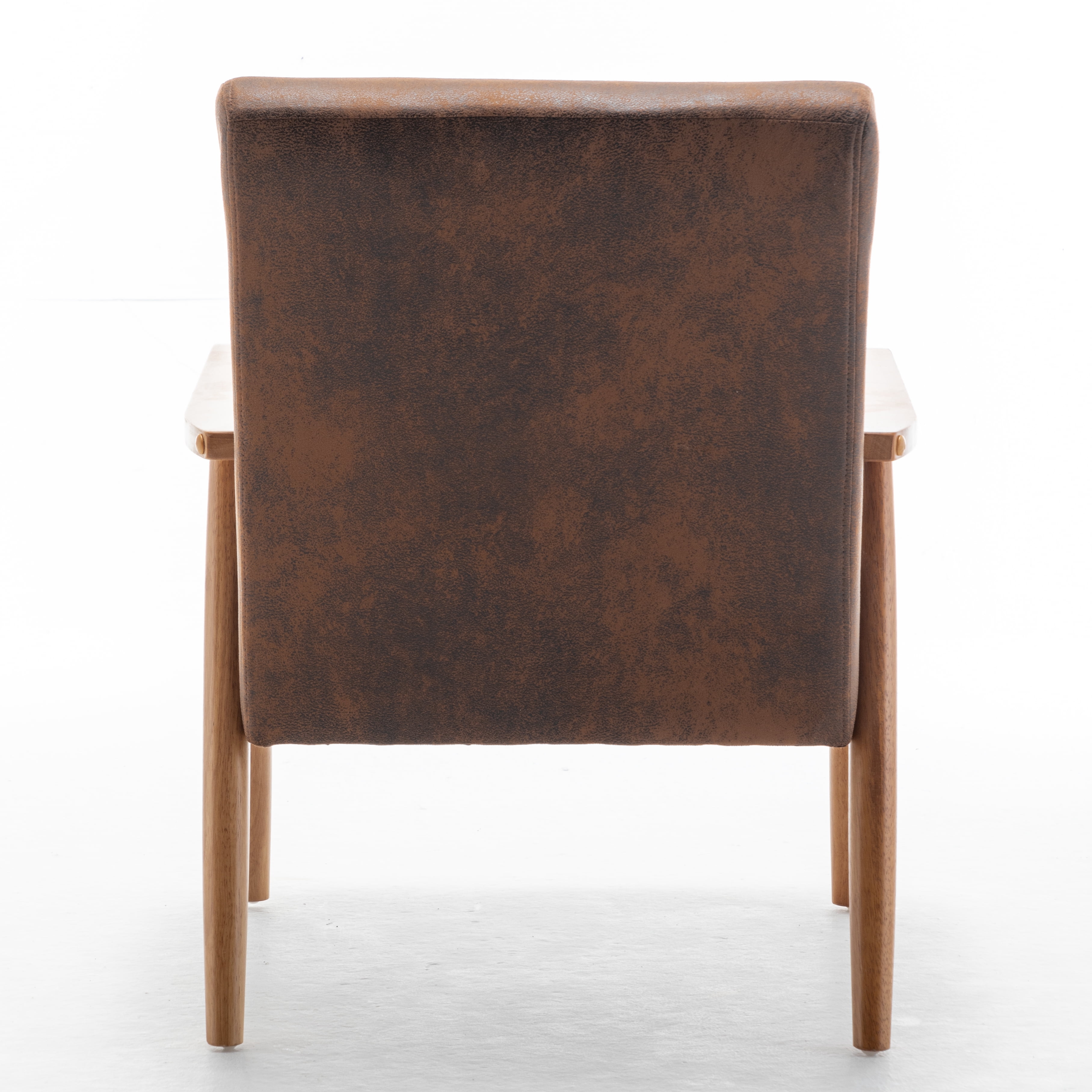 Mintazer Mid-Century Modern Leather-Look Accent Chair, Armchair for Living Room Bedroom, Light Brown