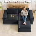 thumbnail image 4 of 80.3''L Loveseat Sofa, Lofka Cloud Couch with Wide Armrests, Upholstered Boneless Loveseat with Ottoman, No Assembly Needed, Black Sofa, 4 of 11