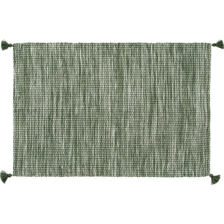 Home Decor Collection Green Tassel Outdoor Layering Rug, 24"x36"