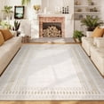 thumbnail image 3 of Garvee 4'x6' Modern Bordered Area Rug Geometric Carpet, Washable Non Slip Rug for Living Room Bedroom Home Decor, Beige, 3 of 10