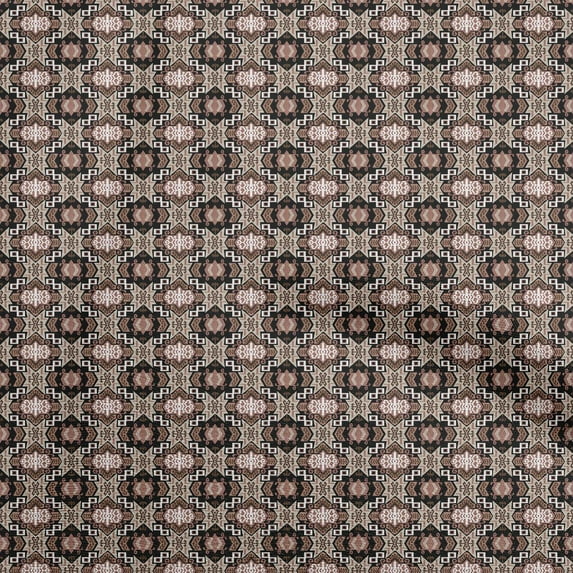 oneOone Cotton Cambric Black Fabric Asian Kilim Fabric For Sewing Printed Craft Fabric By The Yard 56 Inch Wide