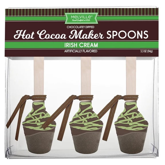 Melville Hot Cocoa Maker Spoons, Irish Cream, Chocolatey Dipped, 3 Count