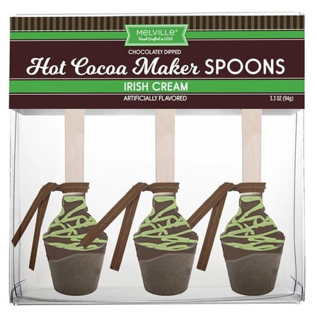 Melville Hot Cocoa Maker Spoons, Irish Cream, Chocolatey Dipped, 3 Count