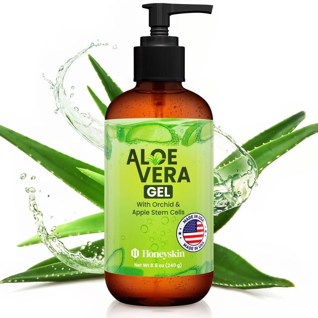 Gel de aloe vera calmante para piel de miel, 240 ml, para piel seca y quemada