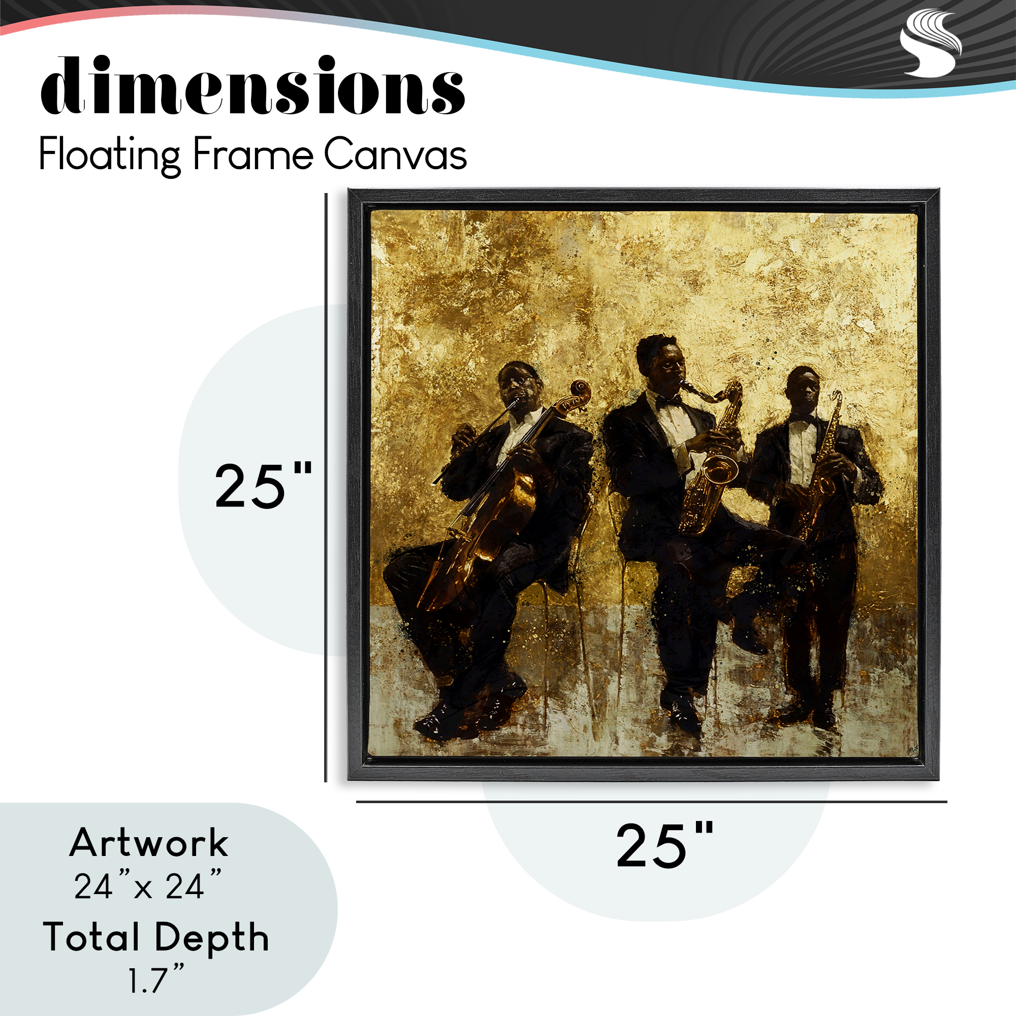 Golden Era Musicians Abstraction Black Framed Floater Canvas Wall Art, design by Marta Wiley