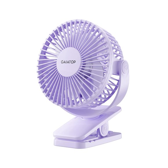 Ventilador portátil con clip Gaiatop Gaiatop, funciona con pilas, color morado