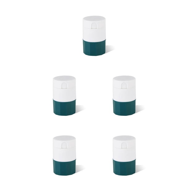 Bewildely Divisor de pastillas de plástico 4 en 1 taza de agua divisor de tableta de mano ajustable portátil trituradora de viaje para Verde 5piezas