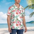 thumbnail image 2 of Lsque Flamingo Flower pattern Hawaiian Shirt for Men, Unisex Summer Beach Casual Short Sleeve Button Down Shirts-, 2 of 9