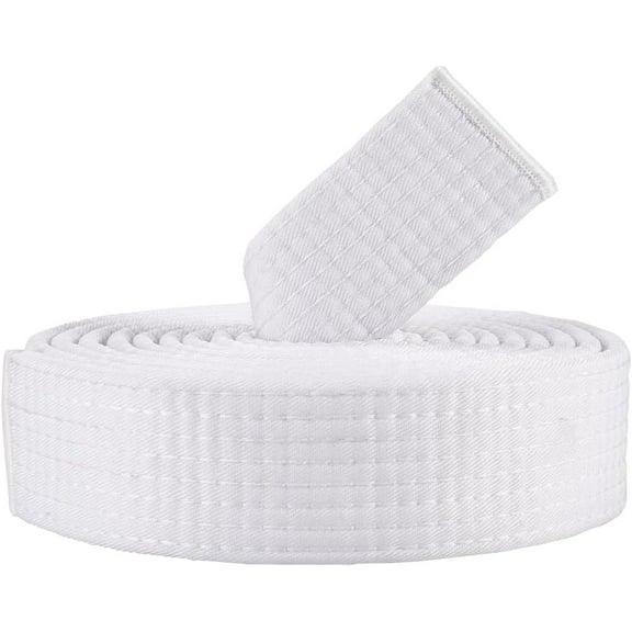 Polyester White Karate Jiu Jitsu Belt Polyester Martial Arts Belt Judo Jiu-Jitsu TKD Aikido Uniform Ranking Belt Long Soft Universal Fit Belts Taekwondo for Men Women Sports Training Equipment 9.2ft