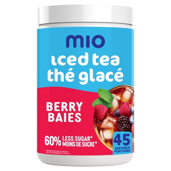 mio Iced Tea Drink Mix, 1 Canister, for Flavourful Hydration and Shareable Refreshment, Mixed Berry Flavoured, Made with Real Tea, No Artificial Flavours or Colours, 540 g