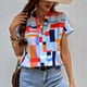 thumbnail image 3 of Blusa de verano con estampado gráfico y manga corta con cuello en V y ajuste holgado para mujer, 3 of 6