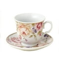 thumbnail image 5 of Elegant Durable and Colorful Porcelain Tea Cup and Saucer Set with Metal Stand - Pink and White Flower, 8 oz. Set of 4, 5 of 5