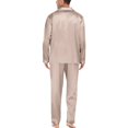 thumbnail image 4 of Men's Casual Pyjamas Long Sleeve Blouse Button Silk Satin Two Piece Sleepwear Suit Pant Pyjama, 4 of 5