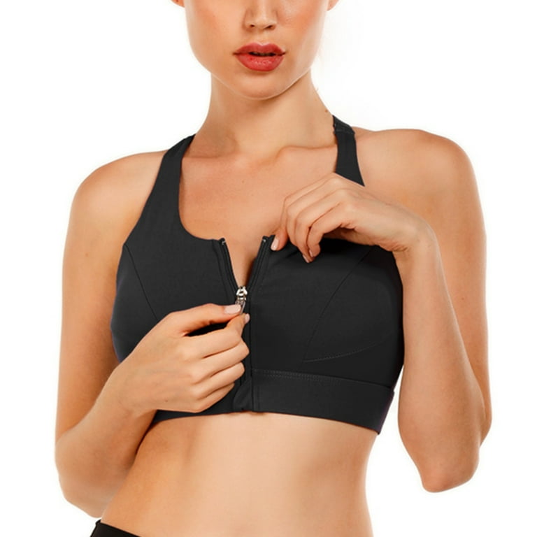 Supportive High Impact Sports Bra with Front Zipper, Adjustable Straps |  Gym Padded Bras for Women