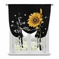 thumbnail image 2 of Sunflower Flower Tie Up Curtain 45 Inches Long, You Are My Sunshine Bee Spring Plant Black Balloon Style Kitchen Window Curtain Over Sink, Small Window Rod Pocket Curtain 34"x45", 2 of 9