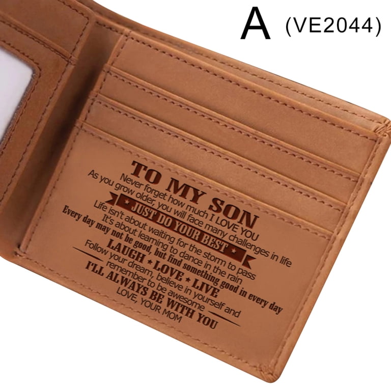 Personalized Leather Wallet For Stepdad - Engraved Thank You Message Gift For Father's Day, Birthday