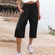 thumbnail image 4 of Pantalones de mujer de pierna ancha y fina con cintura de siete puntos de lino y algodón para mujer de estilo europeo y americano., 4 of 5