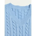 thumbnail image 3 of Hotian Women Cable Knit Sweater Vest V Neck Pullover Blue S, 3 of 6