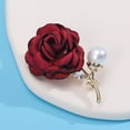 thumbnail image 3 of tasrioml Faux Pearl Rhinestone Fabric Flower Brooch Pink Red Lightweight Corsage Pins Women Clothing Accessories for Party Wedding, 3 of 8