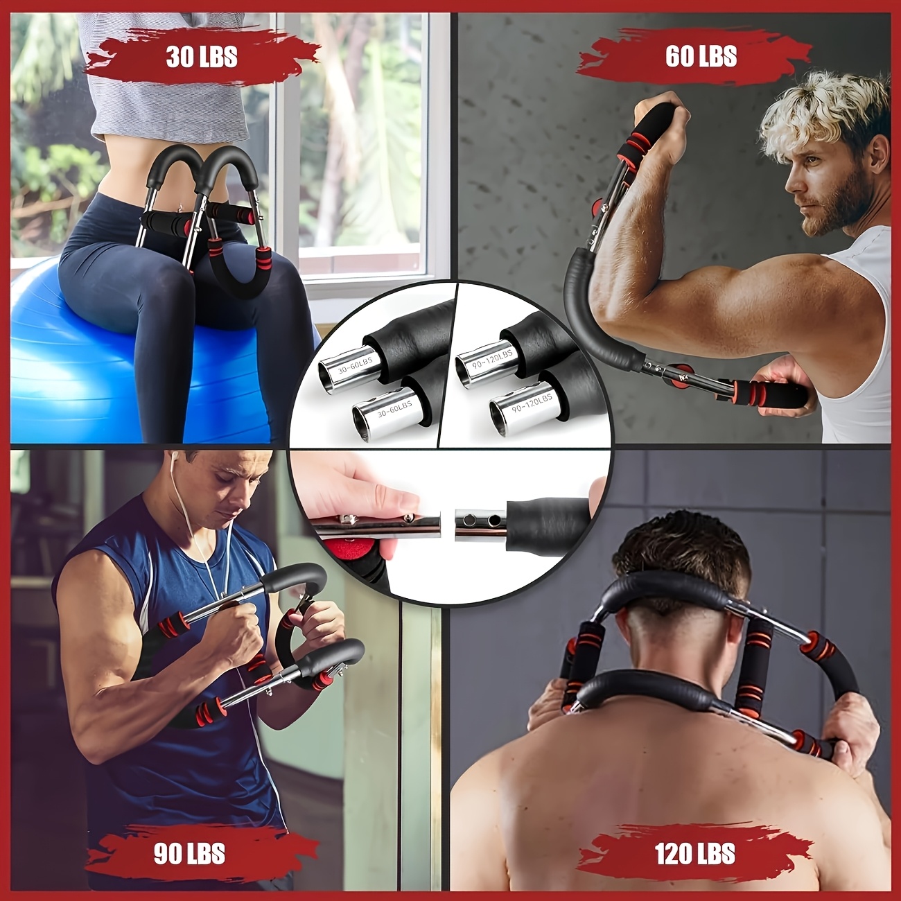 Arm Trainer, 90-120lb Adjustable Chest Workout Equipment, Arm Trainer,Arm Strength Trainer,Portable Power Twis