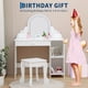 thumbnail image 3 of Para niños de madera makeup vanity mesa con mirror lights y stool-blanca, 3 of 6