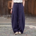 thumbnail image 7 of Kelon Women's Casual Pants, Women's Barrel Casual Pants High Waisted 2026 Elastic Drawstring Trousers Dressy Casual Trousers with Pockets, S, 7 of 7