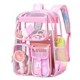 thumbnail image 2 of gcong Transparent Large Capacity School Backpack For Teen Elementary And Middle Lightweight Daily Use Light Pink, 2 of 7
