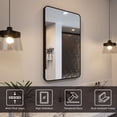 thumbnail image 4 of Niveal 24" x 36" Rounded Corner Mirror, Rectangular Aluminum Framed Wall Mirror Matte Black, Vanity Mirror for Bedroom,Bathroom,Living Room, 4 of 15