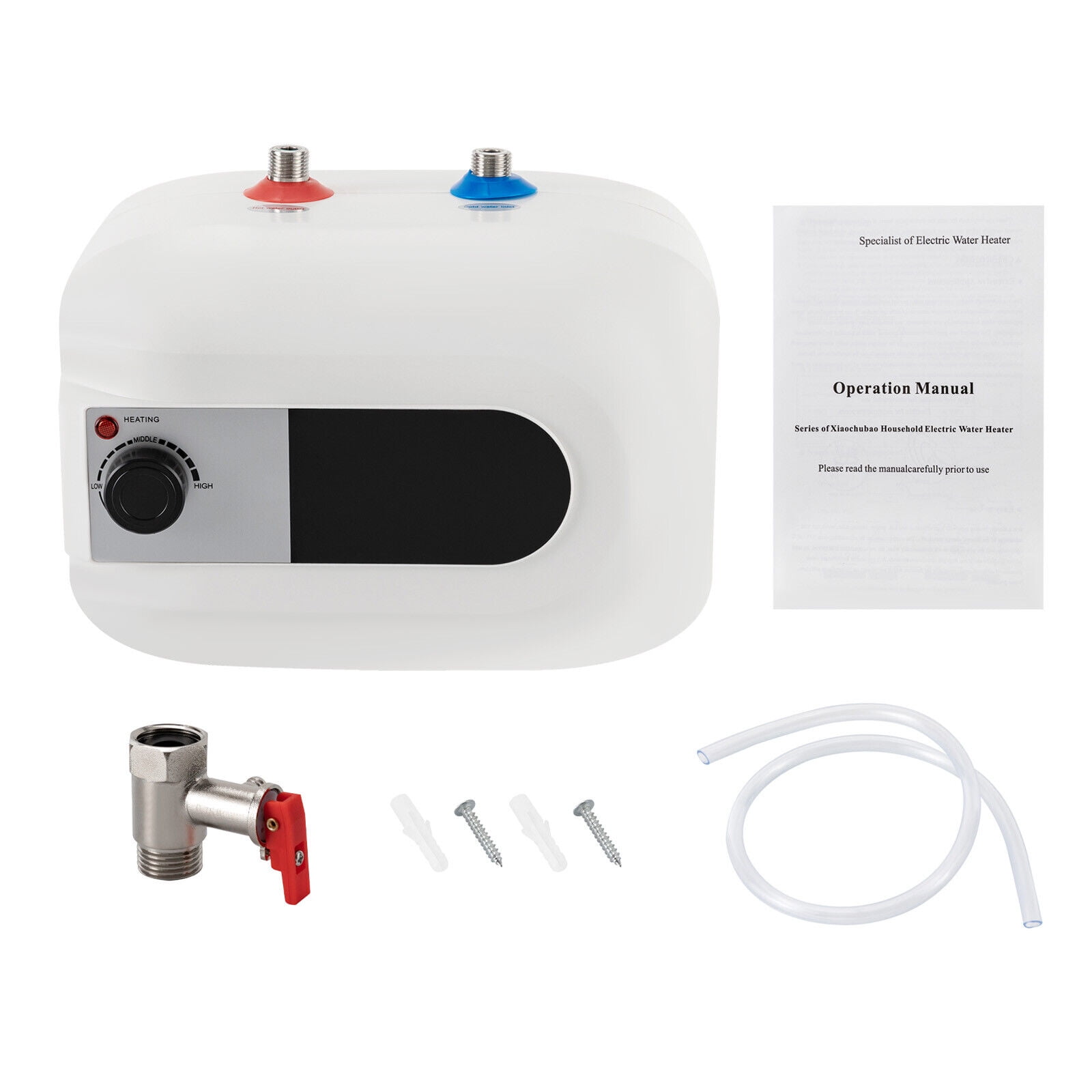 Electric Mini-Tank Water Heater, 110V 1.6 Gallons 1.5KW Instant Point of Use Hot Water Heater for Trailer Bathroom Kitchen Under Sink Counter Cupboard 6L