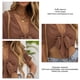 thumbnail image 5 of Camisa corta con lazo para mujer, Color puro, manga abombada, cuello en V profundo, Top de verano para mujer para fiesta y vacaciones, marrón oscuro M, 5 of 6