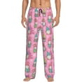 thumbnail image 1 of Kdxio pink Holiday Joy Pattern Men's Pajama Pants, Elastic Waist with Drawstring and Pockets, Comfortable Loungewear-Small, 1 of 6