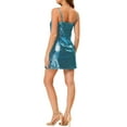 thumbnail image 4 of INSPIRE CHIC Women's Dress Glitter Sequin V Neck Adjustable Straps Prom Mini Dress M Blue, 4 of 7