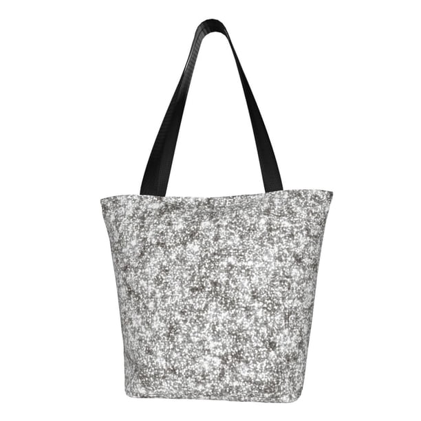Disketp Silver Glitter Bolsa de Hombro Casual para Mujer, Bolso Cruzado para Compras, Viajes y Uso Diario