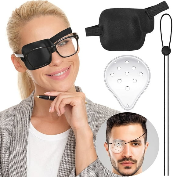 AMZVIO 2PCS Eye Patch, 1PCS 3D Medical Eye Patches for Adults Men Women Right Eye,1PCS Clear Plastic Eye Shield for Eye Surgery (Right Eye)