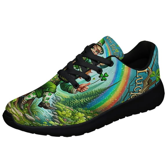 Leprechaun StPatrick's Day Irish Wee Bit O' Luck Shoes Sneakers Black Size 3.5