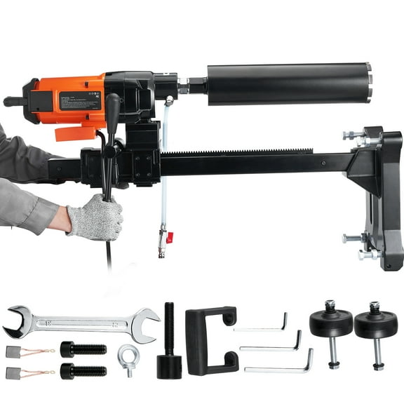 KFFKFF Diamond Core Drill Setup, 10in for Wet Concrete with Mobile Stand, 750RPM & 1-1/4" Thread Plus Lift Grip, Drills Through Concrete, Brick, Block, and Stone, 2500W