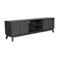thumbnail image 2 of Emma + Oliver Mid-Century Modern 70" Wooden TV Stand with Two Soft Close Doors, Shelf, Cord Management Hole and Tapered Legs in Black Wash, 2 of 10