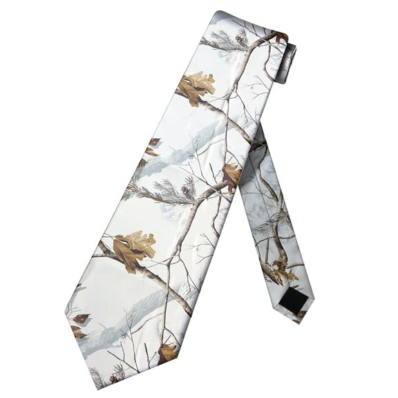 Men's Camouflage Tree Branch Necktie Outdoor Camo Pattern Dress Tie for Weddings & Work