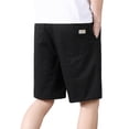 thumbnail image 2 of Qulqfy Mens Cargo Shorts Hiking Big & Tall Cotton Black Shorts Drawstring Summer Shorts Running Shorts for Men L, 2 of 8